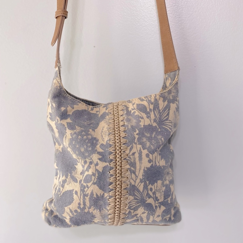Sakroots Tan and Blue Floral Crossbody Bag